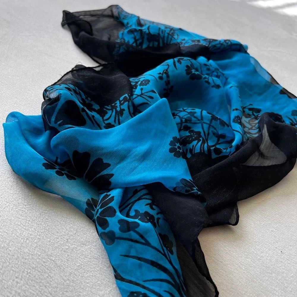 Fairy Black Blue scarf Sheer Hip Scarf Pretty Whimsical Goth Bag Accessory